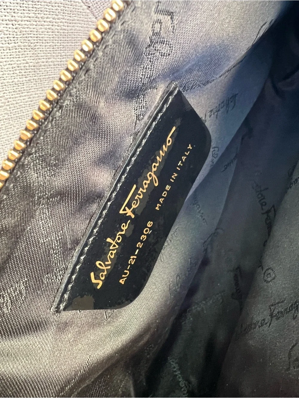 Salvatore Ferragamo Black Leather Shoulder Bag with Gold Hardware - Picture 7 of 7